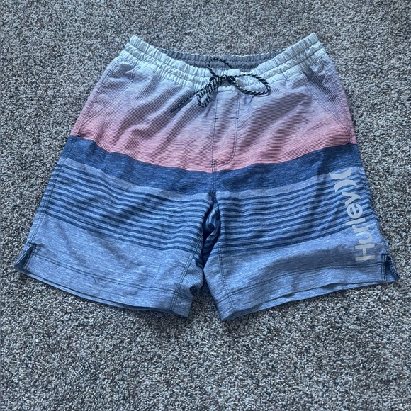 Hurley Other - Hurley Men's Pink and Blue Gradient Stripe Swim Shorts board trunks small